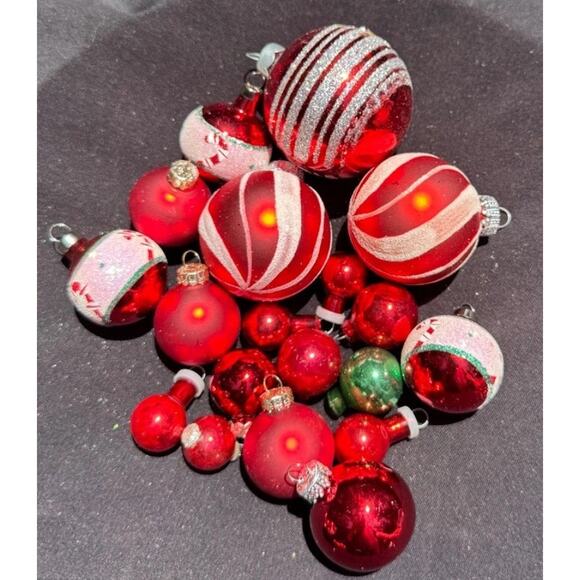 Vintage Mercury Glass & Blown Glass Red Variety Ornament Lot -OR3 - Picture 1 of 8